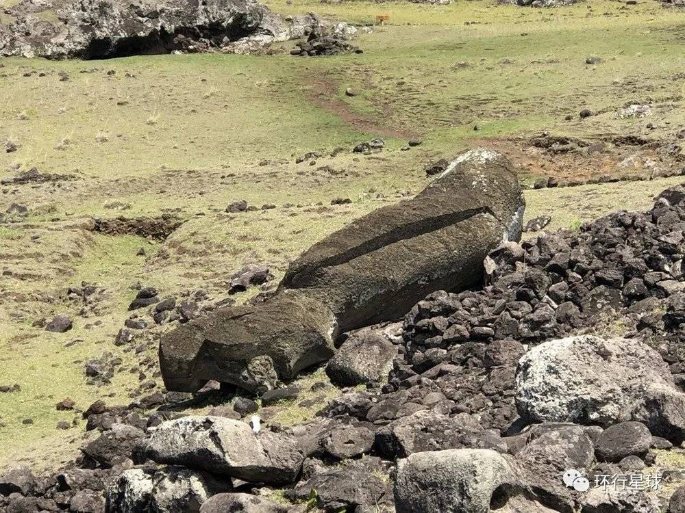 有不少石像甚至被推入海中。在西方探险家发现复活节岛时，岛上没有一座石像是立着的。 