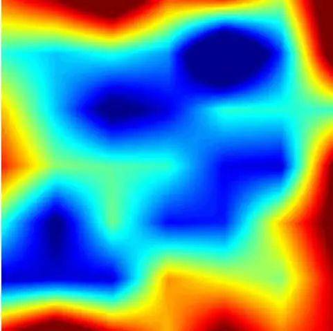 房间边界的可视化脑波强度图，红色代表更强的脑波信号——Suthana lab/UCLA