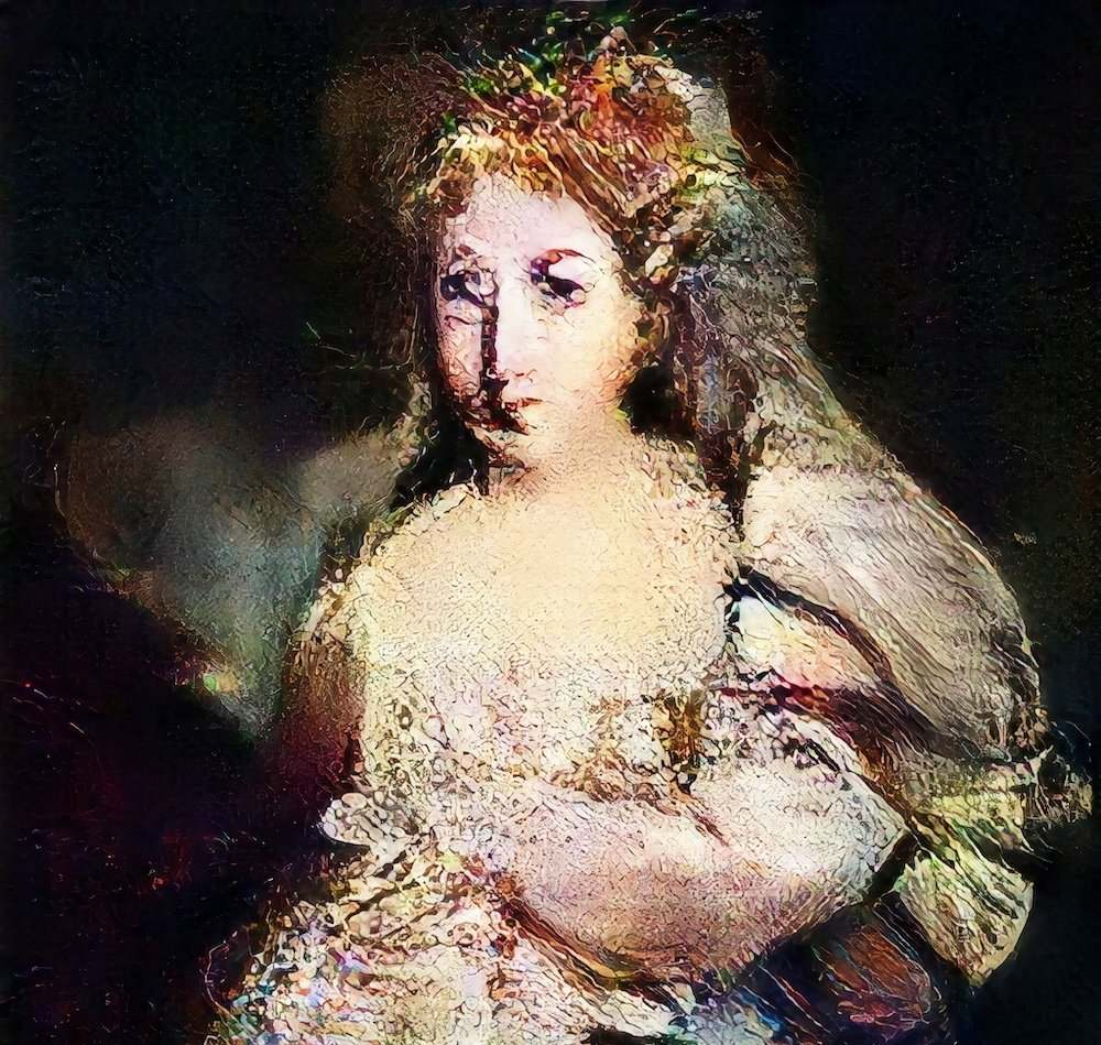 Portrait of La Comtesse de Belamy, 2018, the fictitious wife of Le Comte. 来源：Obvious<br>