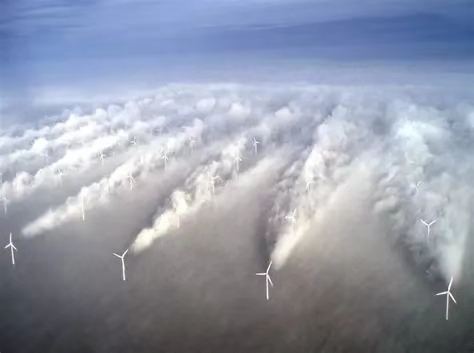海上风电场的流动状态（图片来源：energies）