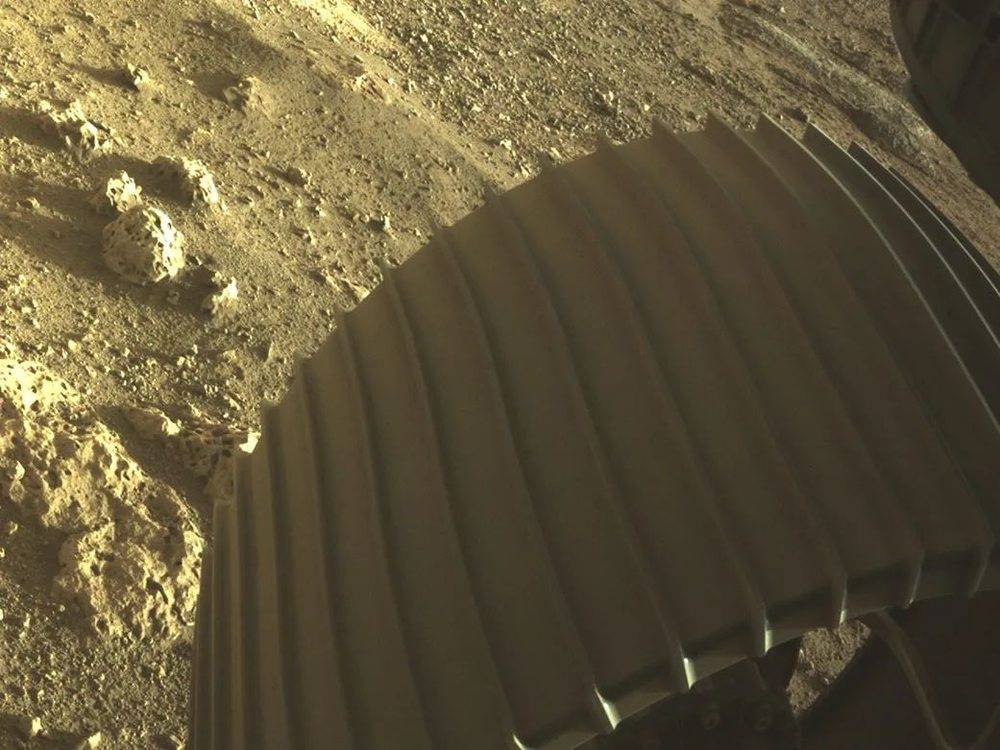 毅力号着陆后首个火星日拍摄的照片 | NASA/JPL-Caltech [1]<br label=图片备注 class=text-img-note>