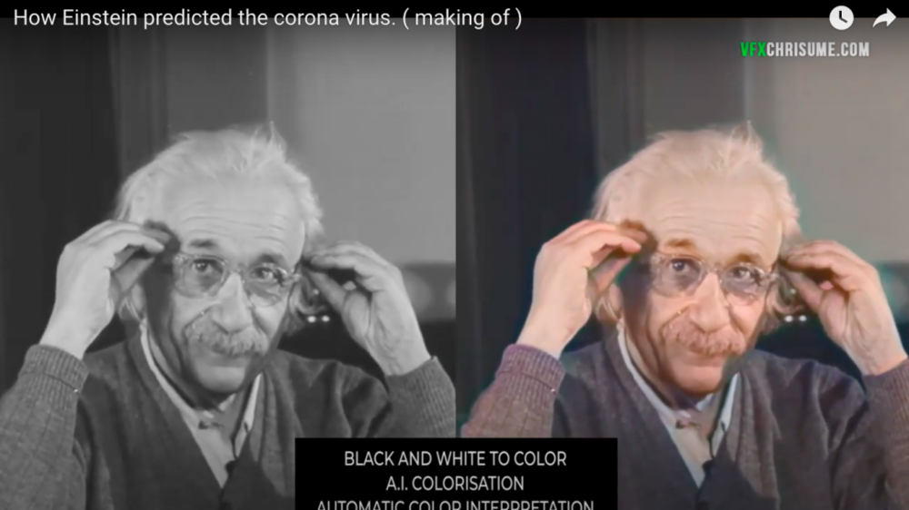 乌米曾经应用深伪技术修复爱因斯坦影像资料，并让他说出“呆在家中防范新冠”等爱因斯坦从未说过的话。