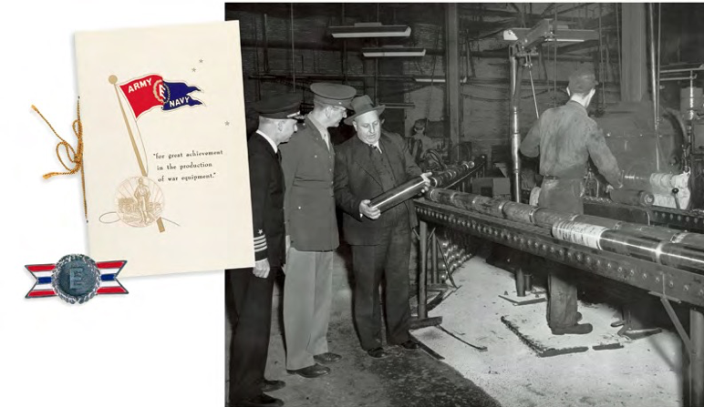 科勒在二战期间转产军工产品，因战时产品的杰出表现获得了梦寐以求的陆海军E勋章