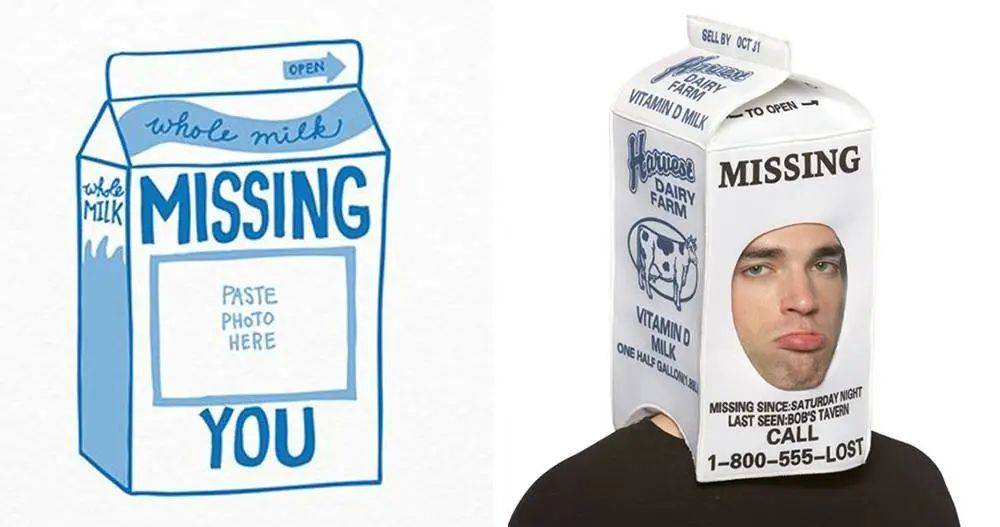 ▲情人节贺卡模板（图左）和牛奶盒创意头套（图右）