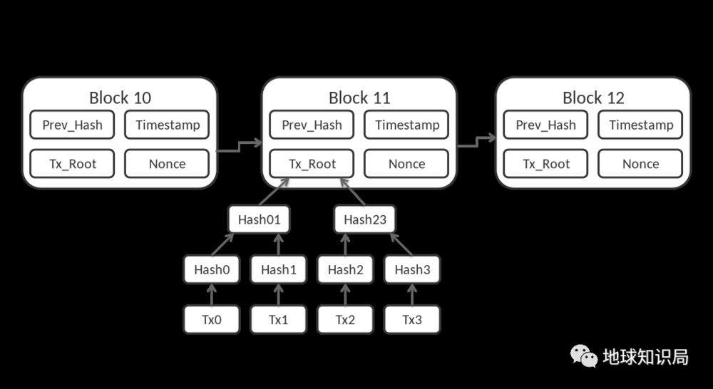 比特币区块链简易结构图（图：Wiki）