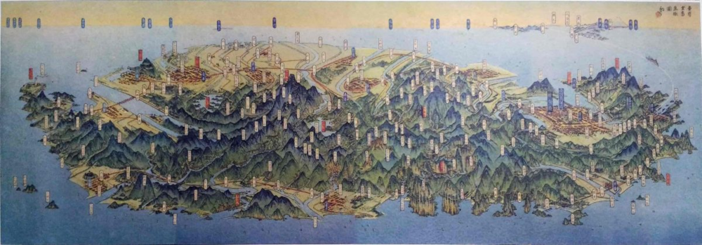 在日据时期的台湾省，由被誉为“大正的歌川广重”的鸟瞰画师吉田初三郎绘制了《台湾全岛鸟瞰图》。