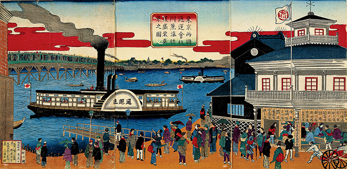 《东京两国通运会社川蒸汽往复盛荣真景之图》，19世纪末