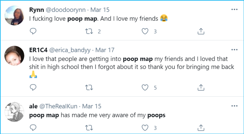 用户给在 Twitter 中对“Poop Map”的评价<br>