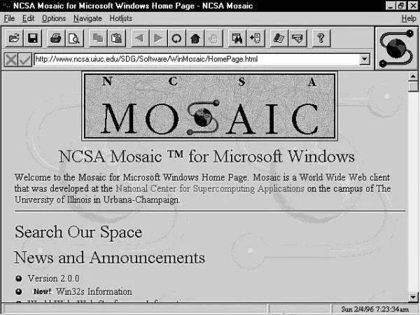 Mosaic浏览器在Web的推广过程中起到重要作用<br>