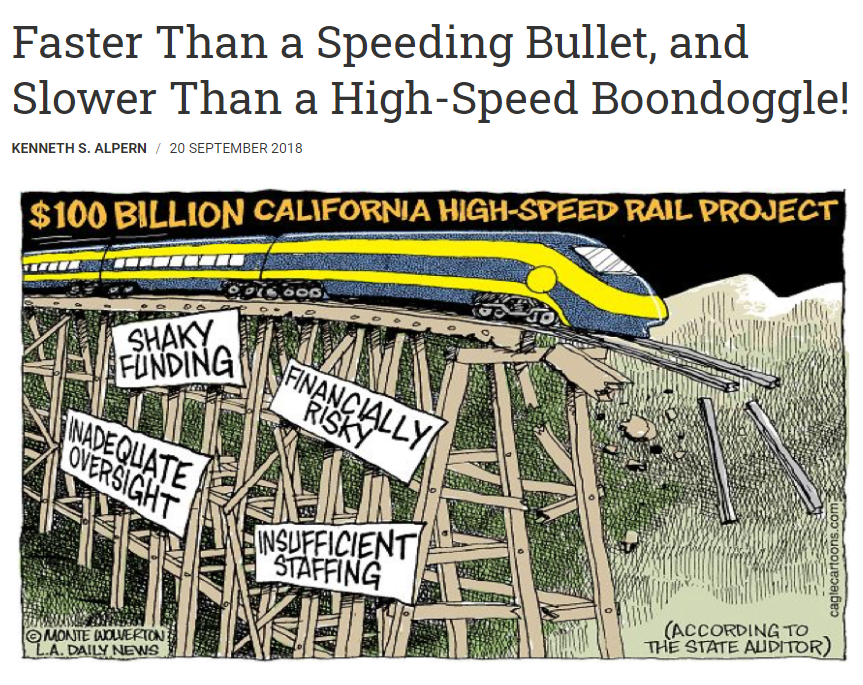加州高铁的“拖”字诀，自然成为部分美国媒体讽刺的对象。