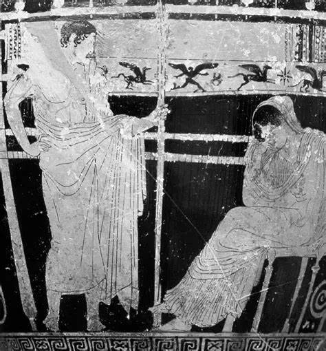 雅典陶器上所绘《奥德赛》中儿子让母亲闭嘴的故事（玛丽·比尔德：《女性与权力》，天津人民出版社，2018年）<br>