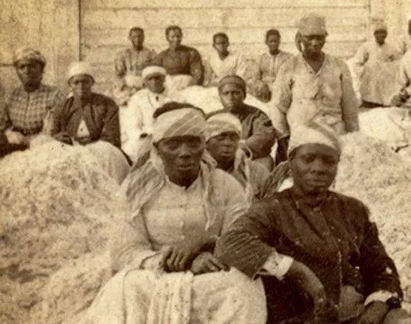 美国南方棉花种植园的奴工，约1860年。美国国会图书馆收藏