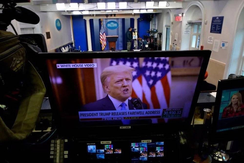 2021年1月19日美国总统特朗普发布了预先录制的告别演讲录像（来源：AP Photo）<br>