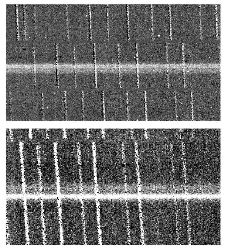 对于那些近地天体造成的闪光信号，它们的图像是向上下两侧延展的，而不是只有中间狭窄的亮纹丨Jiang et al. 2021<br>