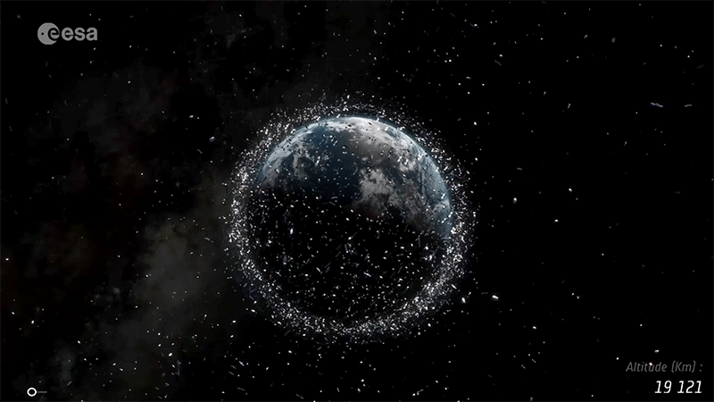 地球外围布满了各类卫星、推进器残骸以及碰撞事件造成的碎片丨ESA