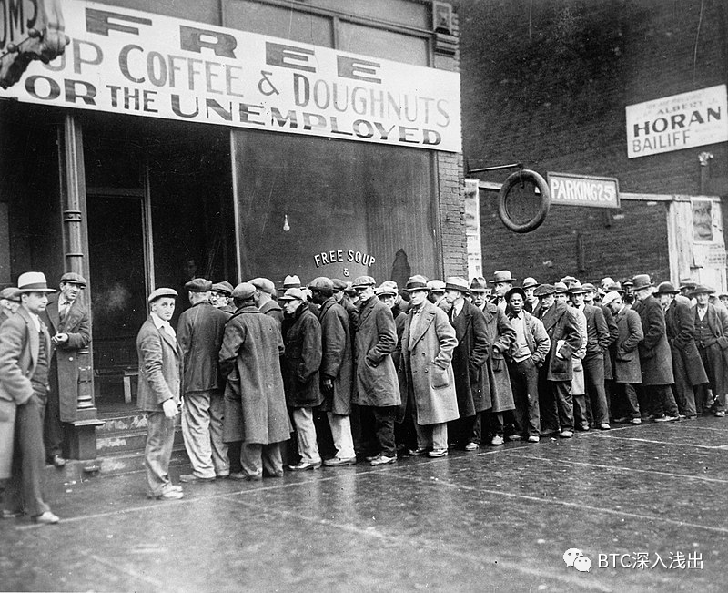 1931年，美国芝加哥，失业人员等待领取免费食品<br>