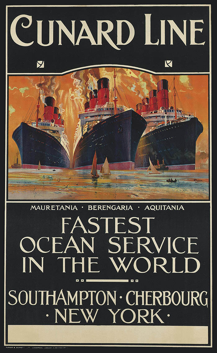 插图 | 老牌邮轮公司Cunard的海报 “世界上最快的海洋服务”<br>