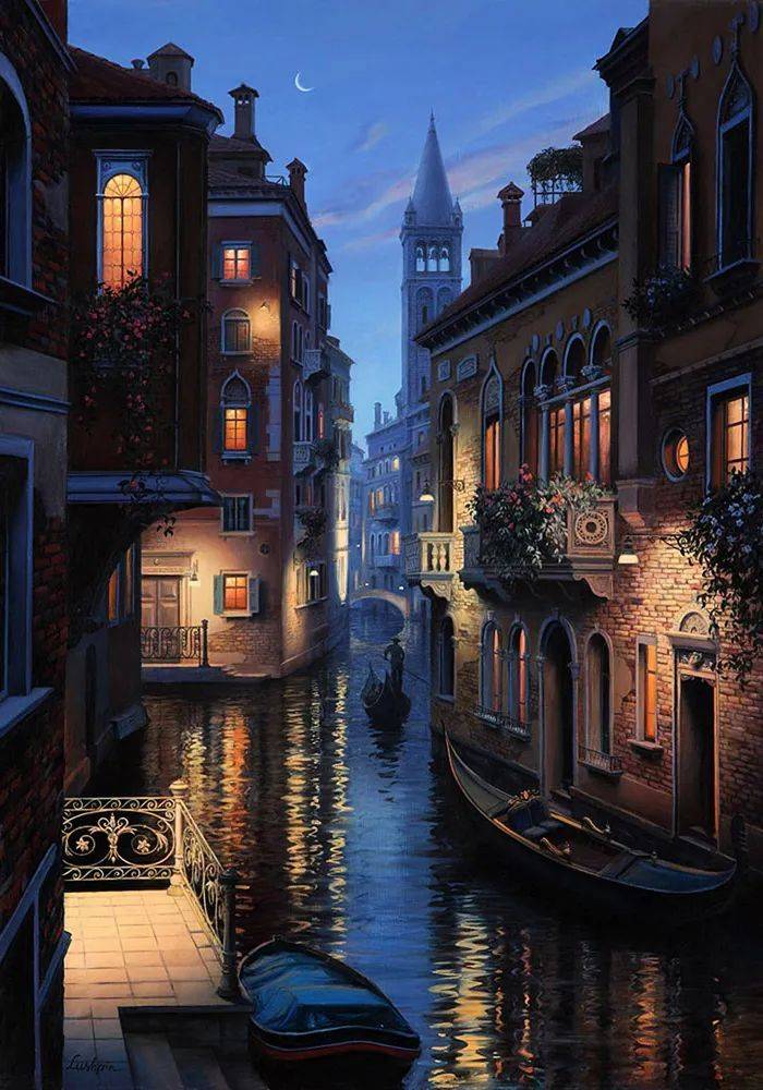 《威尼斯之夜》绘画：叶夫根尼·卢什平（Evgeny Lushpin）