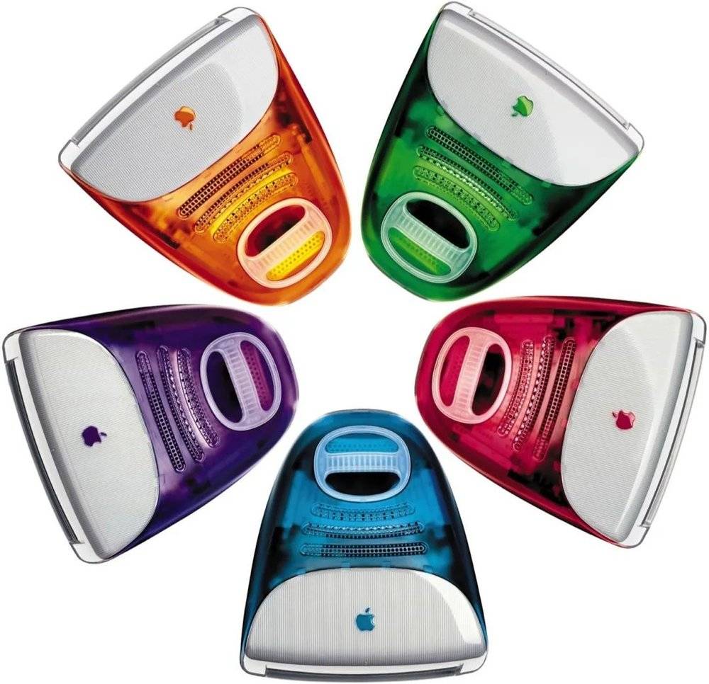五种配色的 iMac G3｜Apple