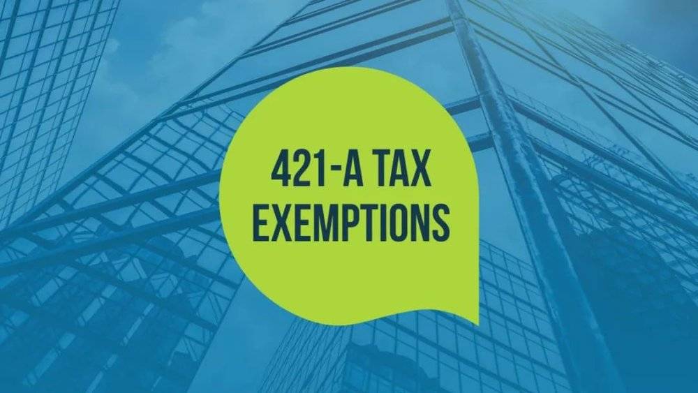 根据2017年的最新规定，符合421a规定的项目可在建造时期的3年内和项目建成后的35年间减免新建部分的房产税。在2017年之前的规定则有不同