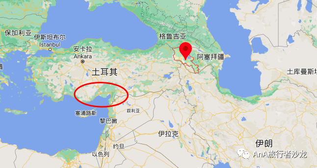 坐标是亚美尼亚所在的位置，红圈是西里西亚