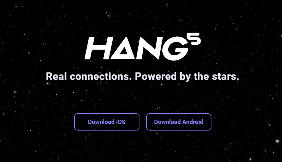 HANG5 官网截图，真正的缘分由星星注定