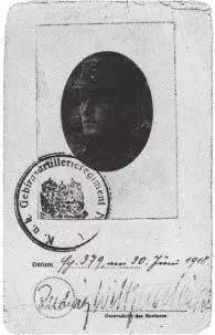 ▲ 第一次世界大战时，维特根斯坦在军队的身份证件<br>