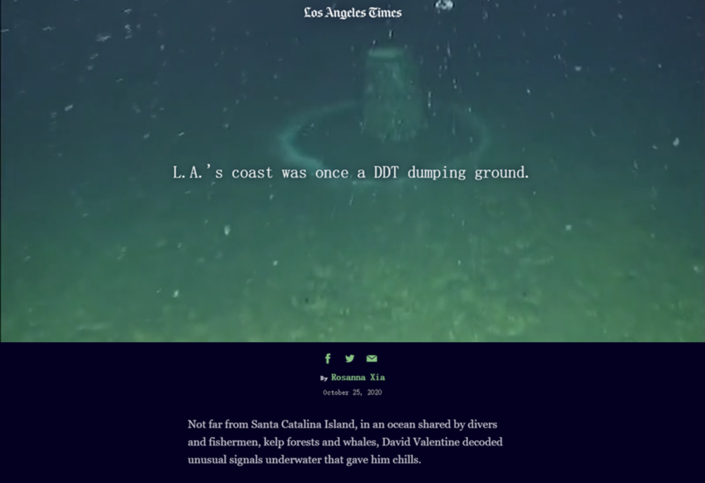 2020年10月25日《洛杉矶时报》刊发的文章《洛杉矶的海岸曾经是一个滴滴涕倾销地》。