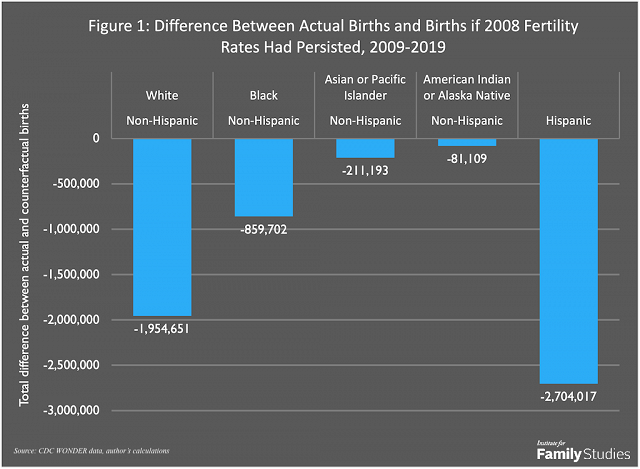 2009～2019年，各人种因出生率降低而减少的婴儿<br>