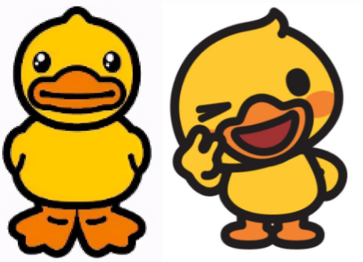 左为小黄鸭，右为核桃小鸭<br>