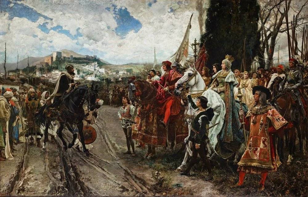 西班牙画家弗朗西斯科·普拉迪利亚的画作《格拉纳达的投降》