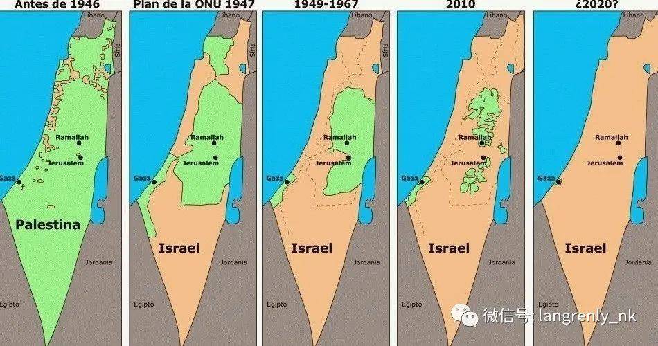 左数图1寥寥黄色部分，为46年二战结束前的犹太人定居点<br>