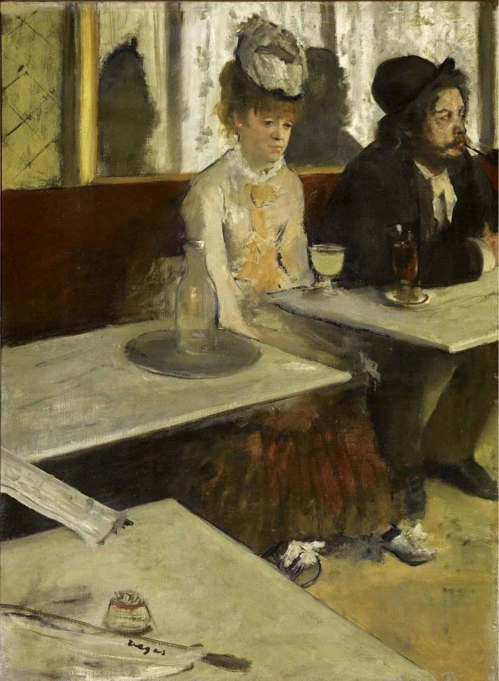 印象派画家德加油画《苦艾酒》，现存于巴黎奥赛博物馆。据说，苦艾酒有健胃、强壮身体的功效。