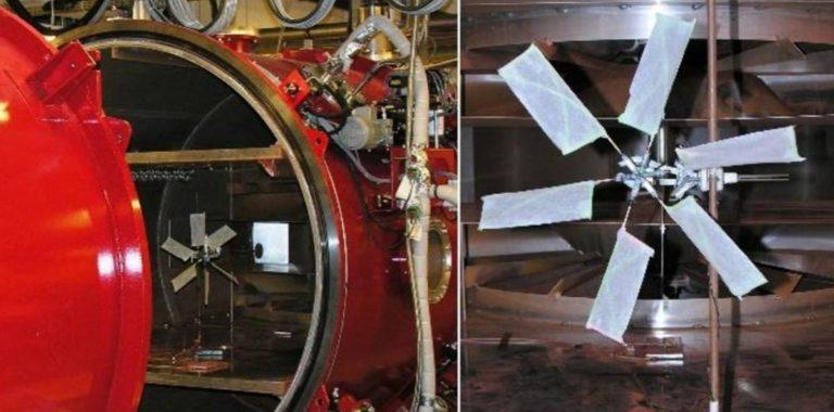 奥胡斯大学的风洞Simulator II（左图），小型实验风力机（右图）（图片来源：参考文献2）