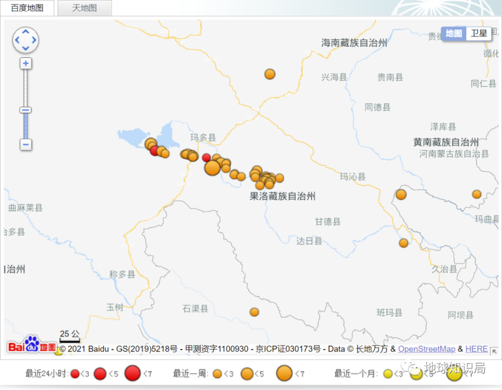 近期玛沁附近发生的地震（图：中国地震台网中心）