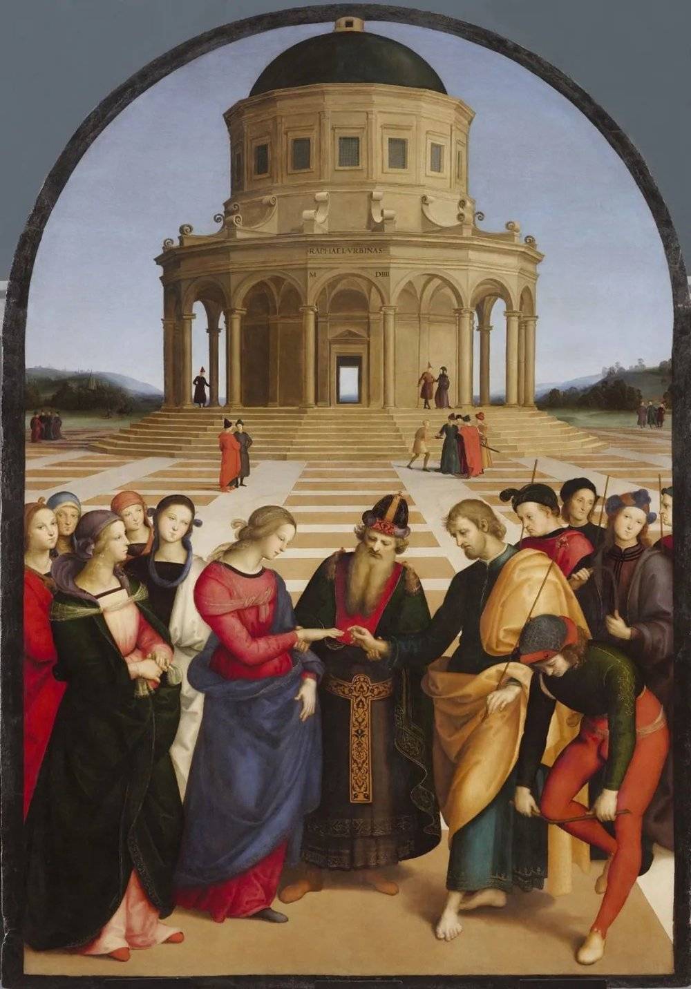 《圣母玛丽亚的婚礼》（Spozalizio,The Engagement of the Virgin Mary），拉斐尔，1504年。© Public Domain<br>