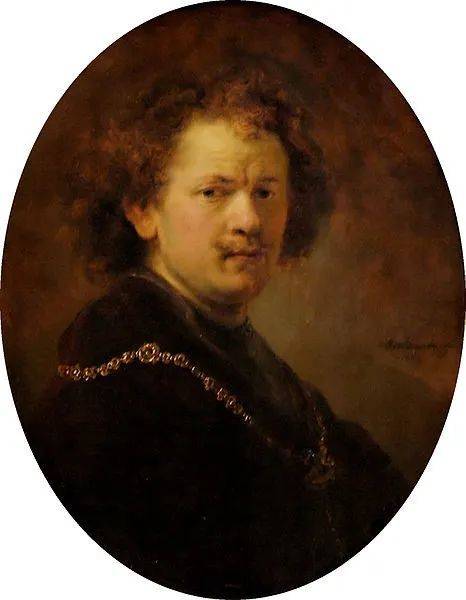 《戴金项链的自画像》（Self-portrait with Gold Chain），伦勃朗（Rembrandt），1633年。© Public Domain