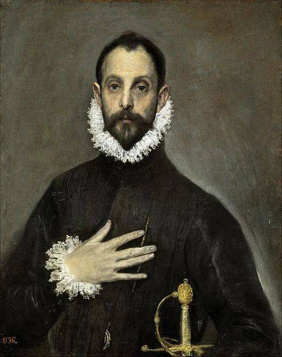 《手抚胸膛的贵族男人》（The Nobleman with his Hand on his Chest），埃尔·格列柯（El Greco），1580年。© Public Domain