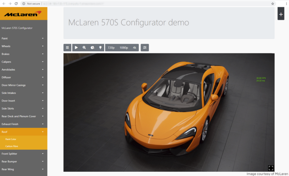 迈凯伦官网上使用游戏引擎制作和实时推流的汽车模型<br>