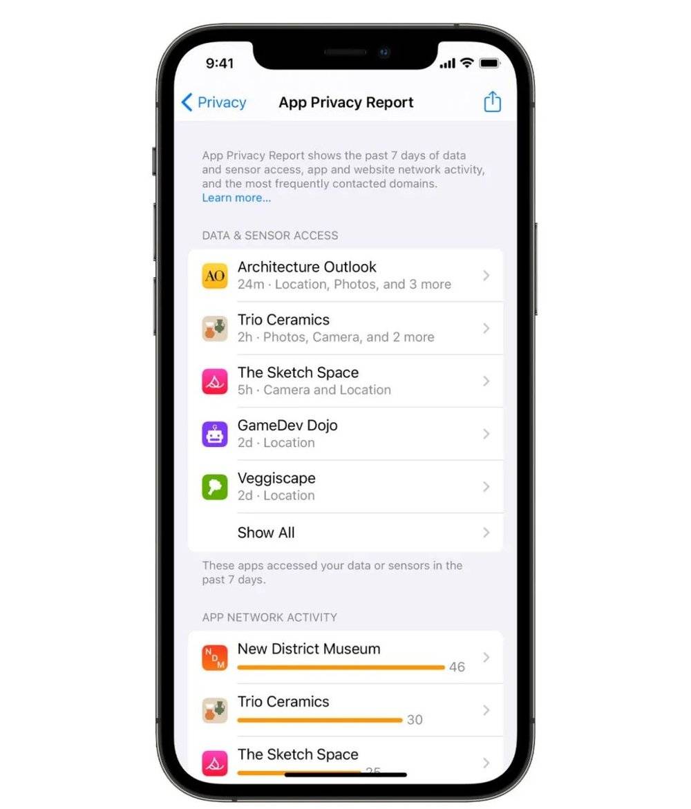 iOS 15的“应用隐私报告”功能