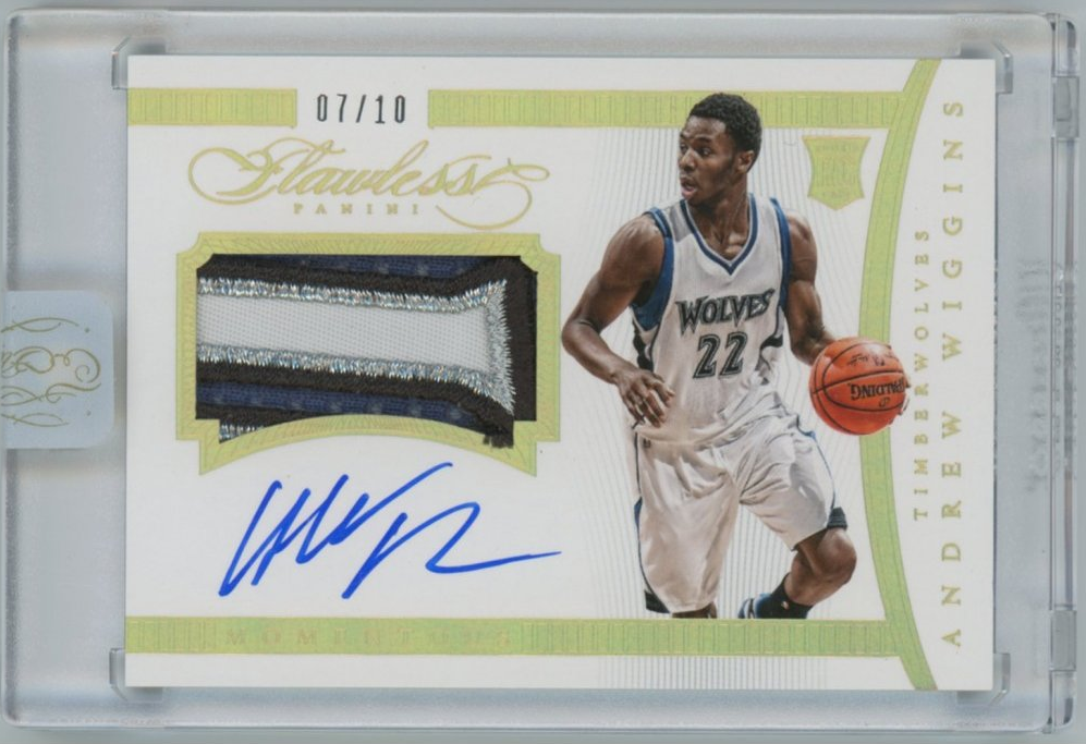 Andrew Wiggins 2014-15 Panini Flawless RPA Rookie Patch Auto Card 07/10