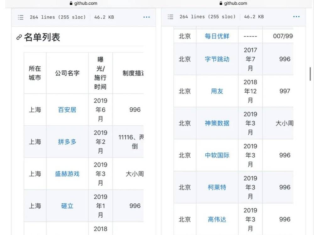 996、大小周公司名单  图源：github