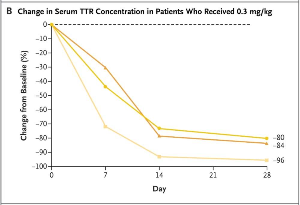 0.3 mg/kg剂量组TTR平均下降示意图<br>