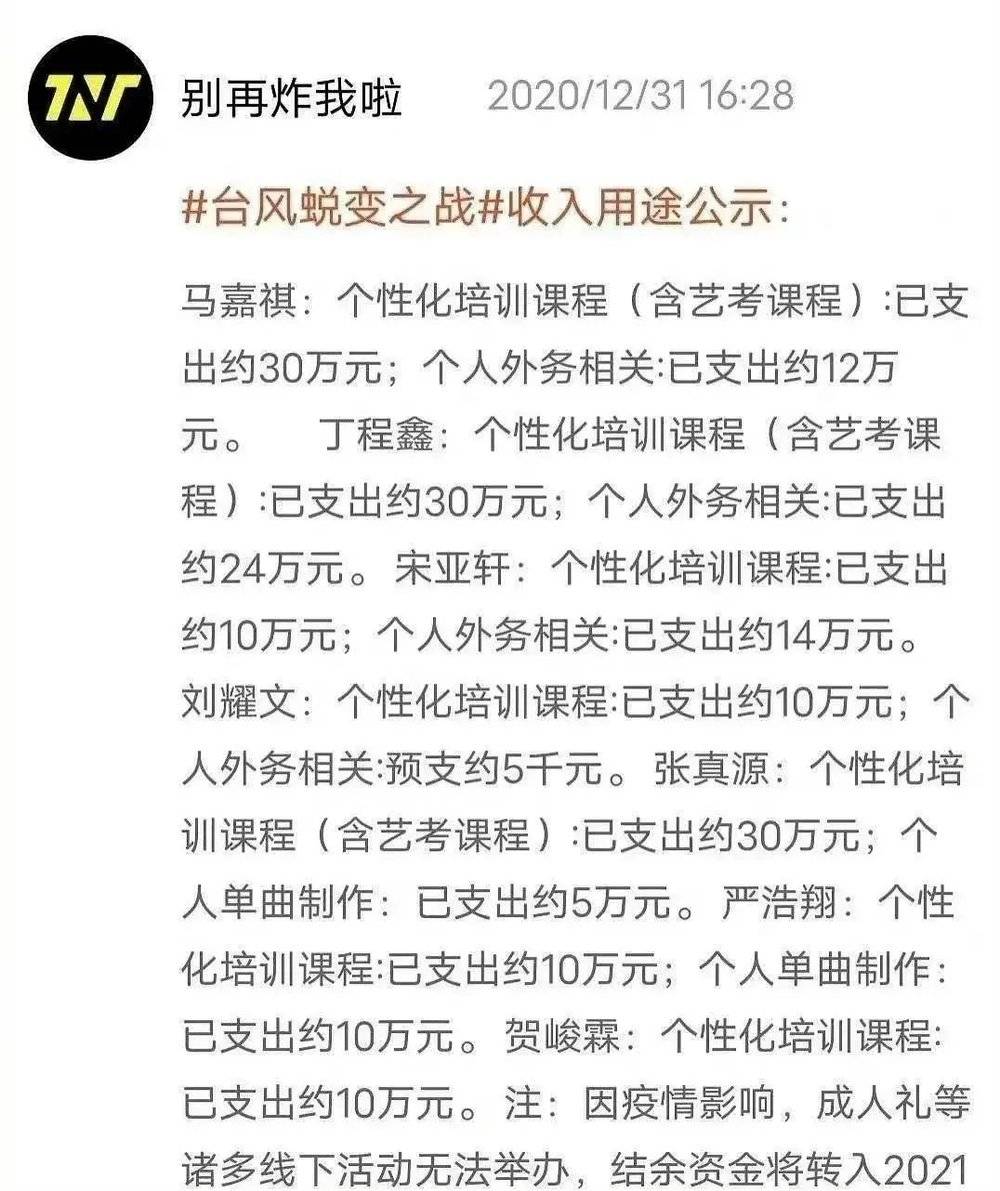 （网传粉丝打投收入使用说明）<br>