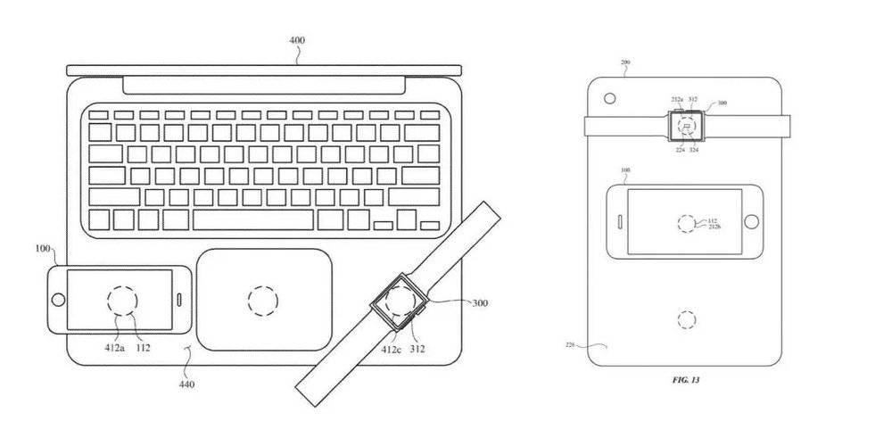 MacBook C 面支持无线充电和 iPad 支持无线充电的专利图<br>
