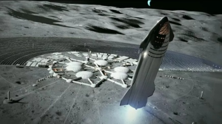 “星际飞船” 和未来月球基地的概念图，图片来源：美国太空探险公司