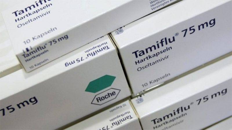 抗病毒药物Tamiflu，通过与被感染细胞表面的蛋白质结合防止流感颗粒逃逸，图源：REUTERS<br>