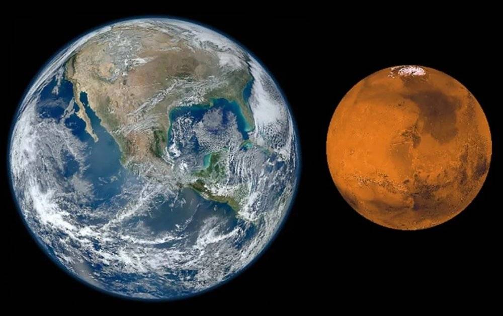 火星比地球小得多，但属于太阳系与地球最类似的行星，从图上可以看出火星上面类似地球的山脉，以及上方的极地。图片来源：The Independent
