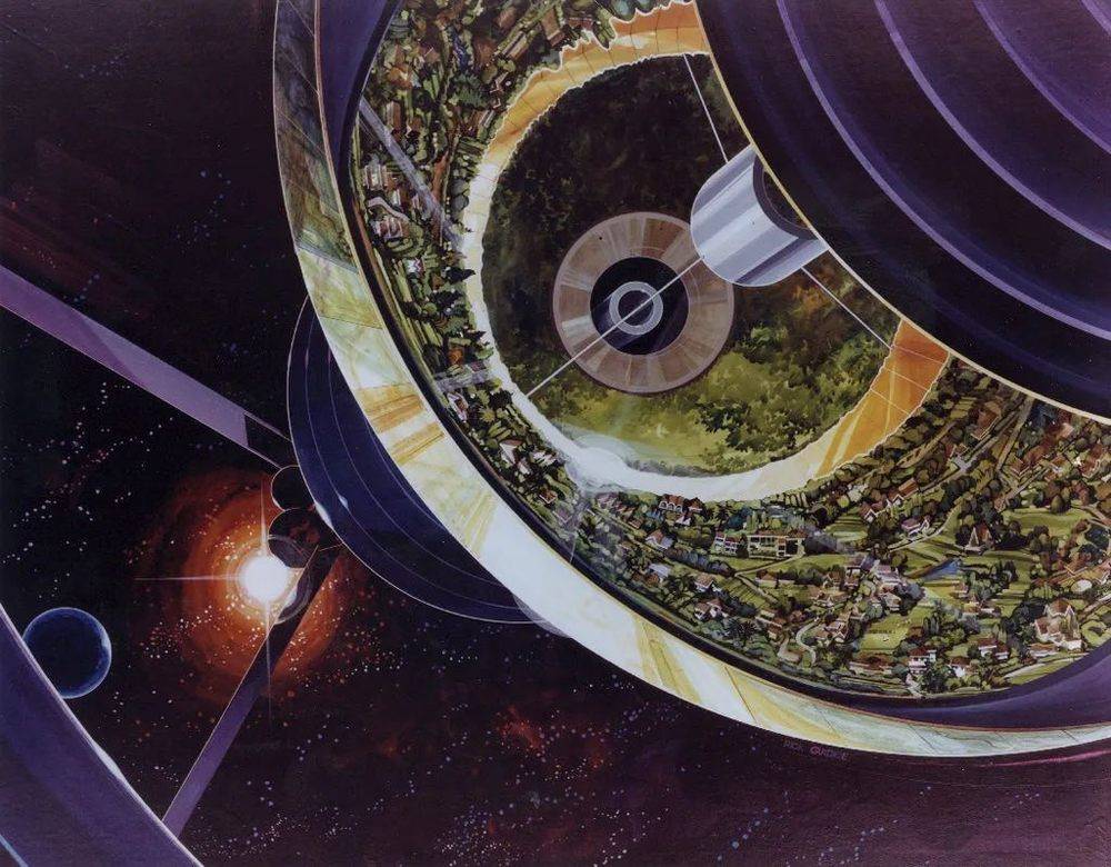 伯纳德球体的构想图。一些科学家认为，人类在外太空建立容纳上千万人口的城市也许要比地球化行星更为容易。图片来源：NASA