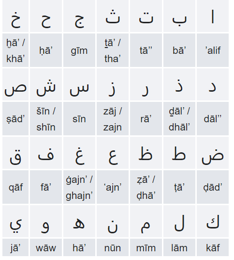 28个阿拉伯字母丨 Wiki百科截图